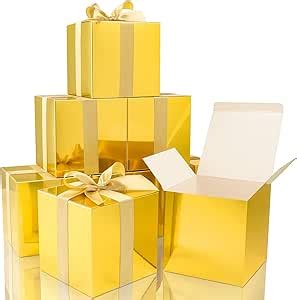 5x5x5 metallic gold boxes|COTOPHER Small Gift Boxes 25 Pack 5x5x5 inches Gold Gift .